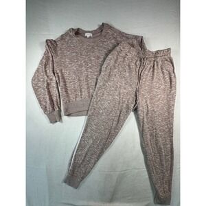 Colsie Lounge Set Womens Mixed Size L/S Brown Marled Sweatshirt Joggers